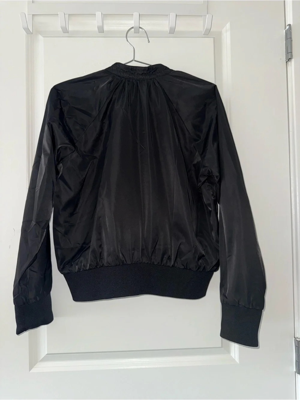 Free People So Fly Bomber Jacket Black Ruched Full Zip Size S